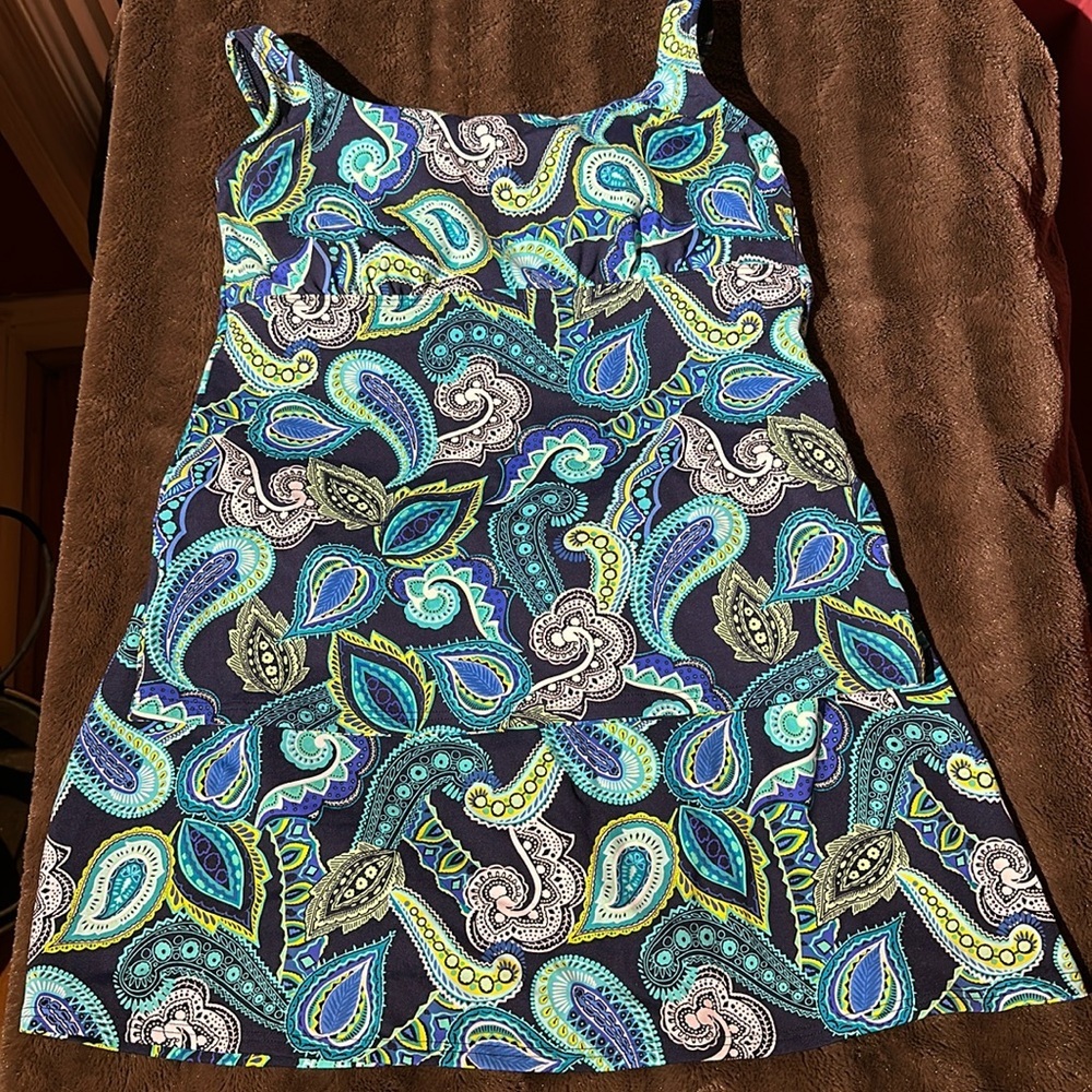 LANDS END Paisley Tankini and Swim Skirt Sz 10P